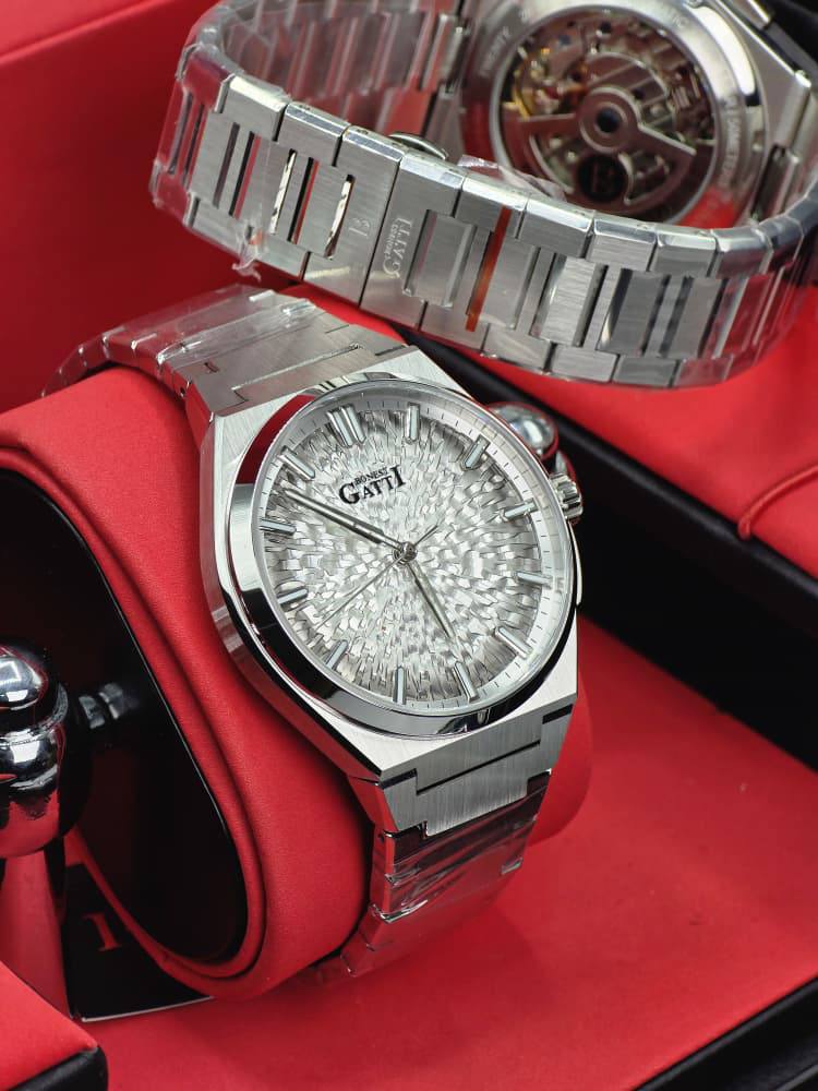 Bonest Gatti Luxury Stainless Steel Automatic Watch – Ice Dial / Skeleton Back