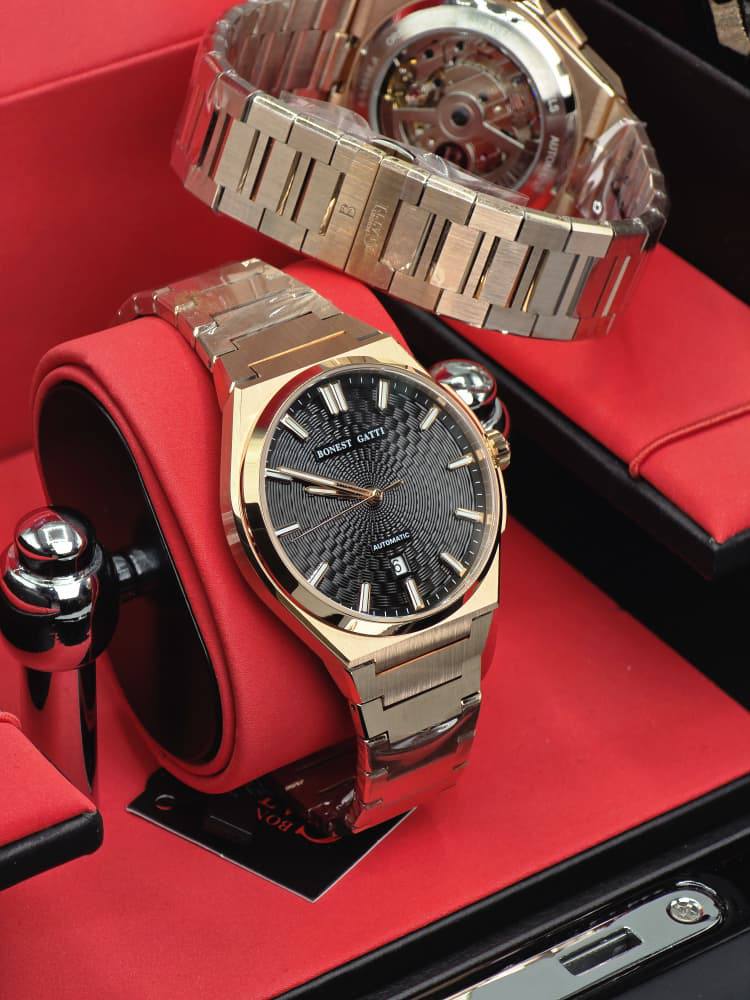 Bonest Gatti Luxury Stainless Steel Automatic Watch – Ice Dial / Skeleton Back