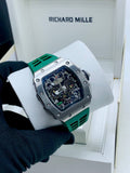 Richard Mille Skeleton Green Strap Watch