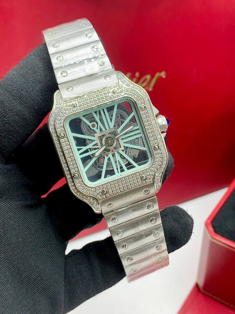 Cartier Skeleton Diamond Bezel Watch