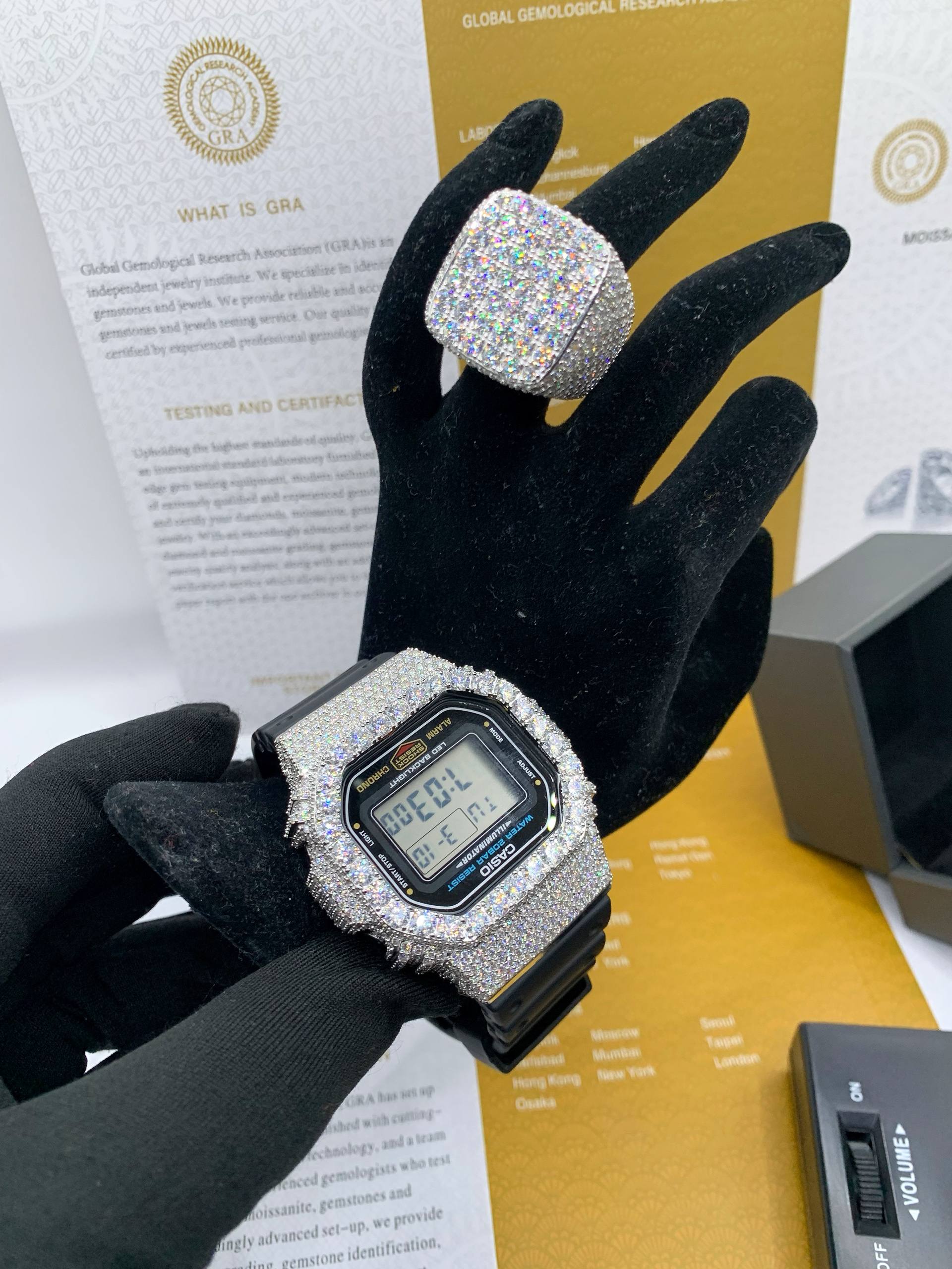 Casio Vintage Bussdown Moissanite Watch (Full Iced Digital)