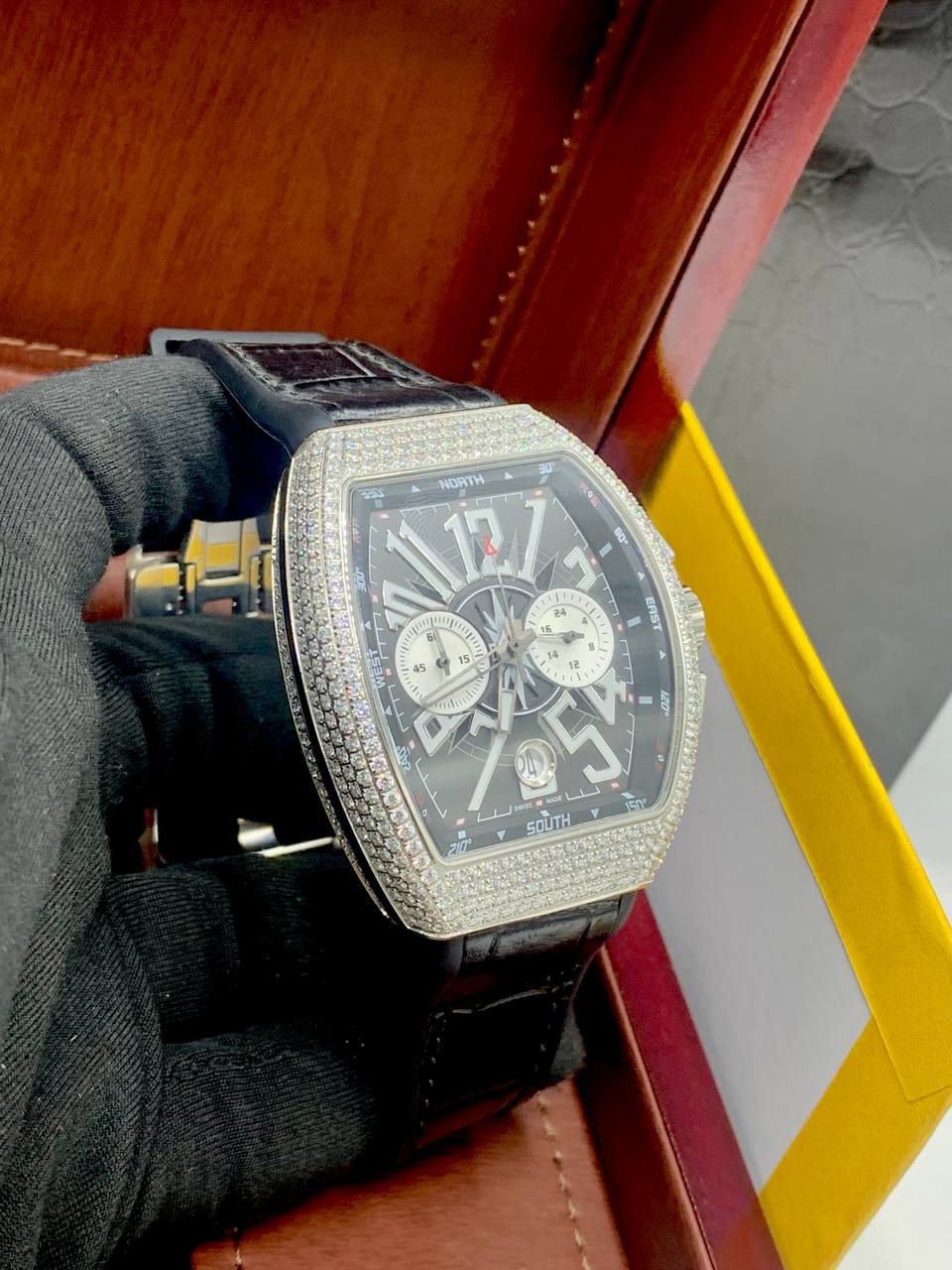 Franck Muller Vanguard Bussdown Diamond Watch (Iced Bezel)