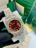 Luxury Presidential Diamond Red Roman Dial Watch – Executive Men’s Timepiece