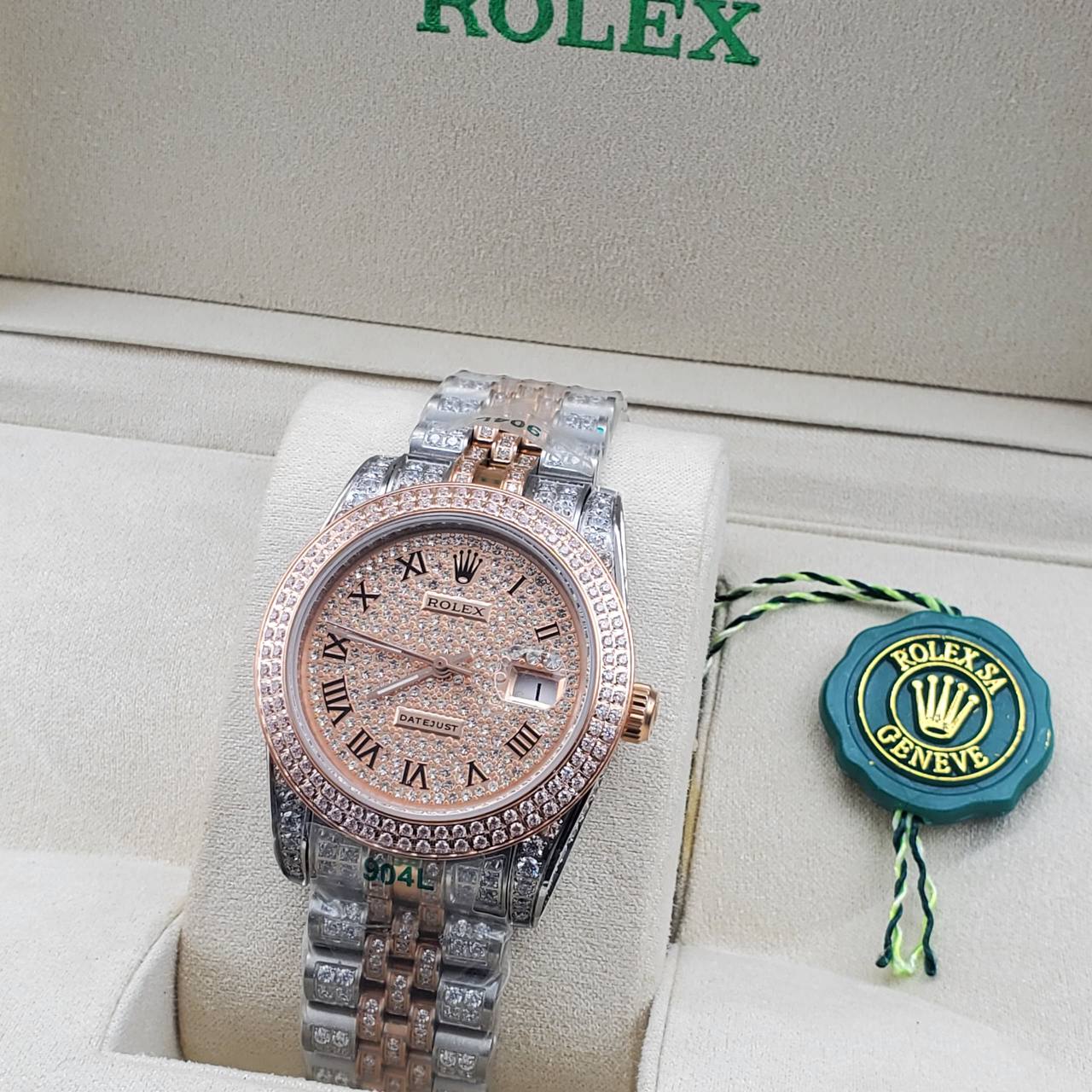 Luxury Iced Presidential Diamond Watch – Full Ice Roman Dial (41MM)