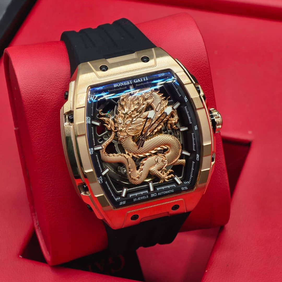 Bonest Gatti Luxury Stainless Steel Automatic Watch – Ice Dial / Skeleton Back