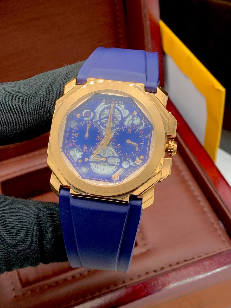 Bvlgari Octo Skeleton Chronograph – Blue Rubber Gold Edition