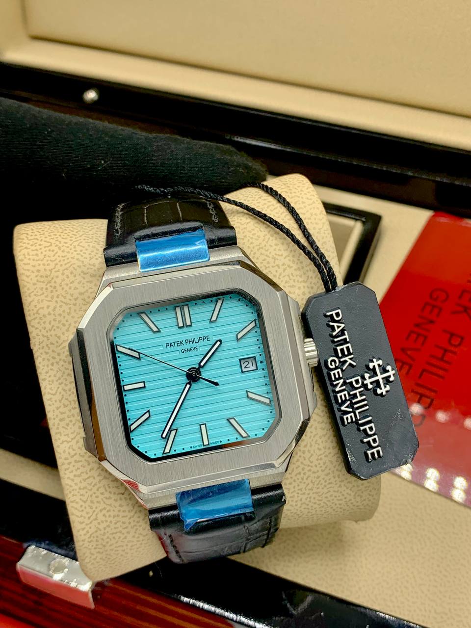 Patek Philippe Square Dial Leather Watch