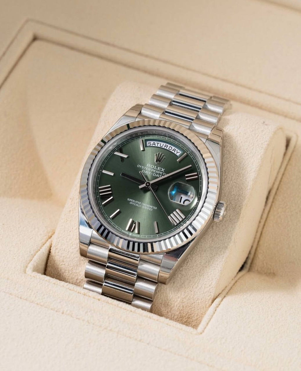 Rolex Green Dial Stainless Steel Watch