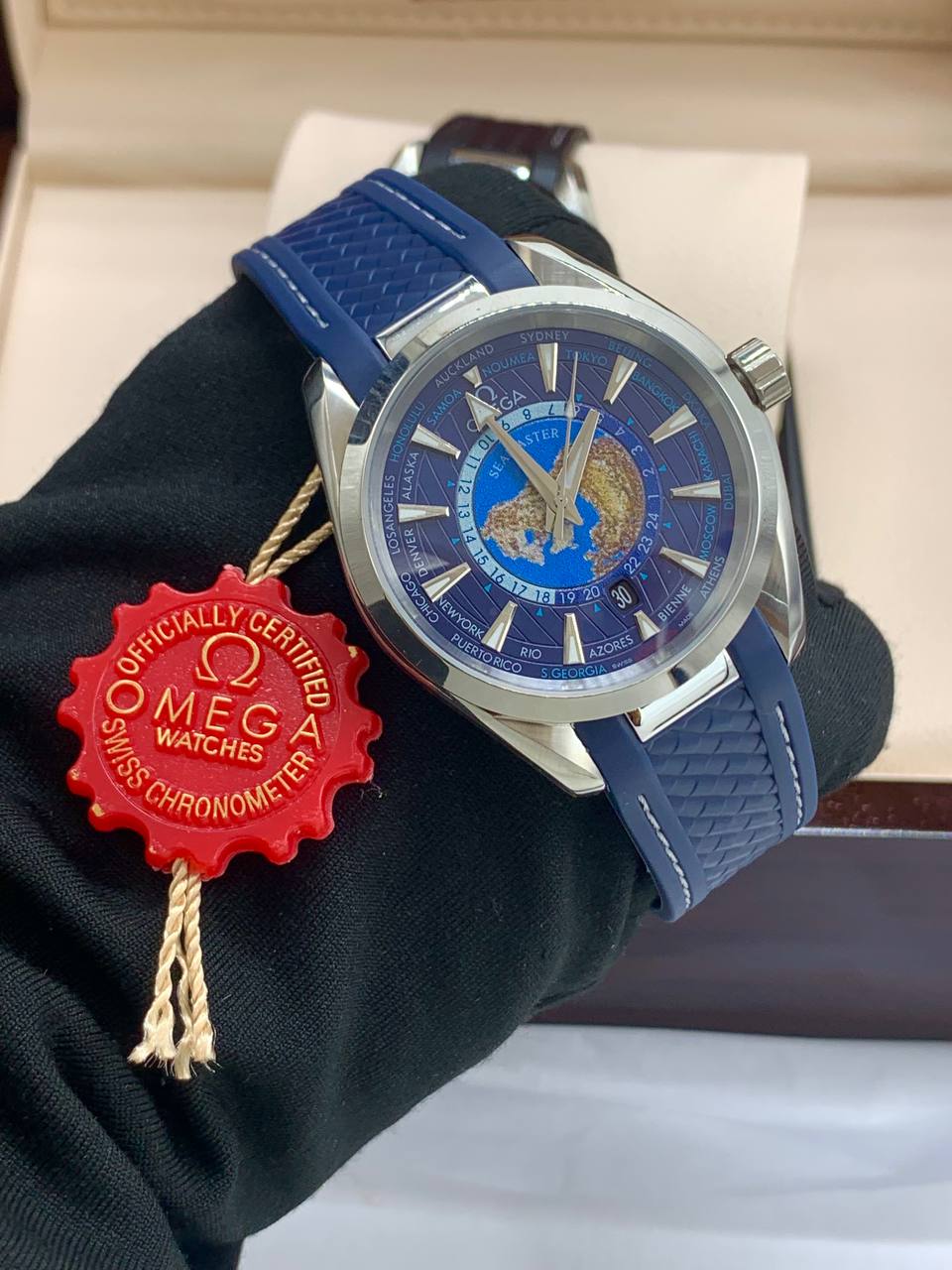 Omega Worldtimer Rubber Strap Watch