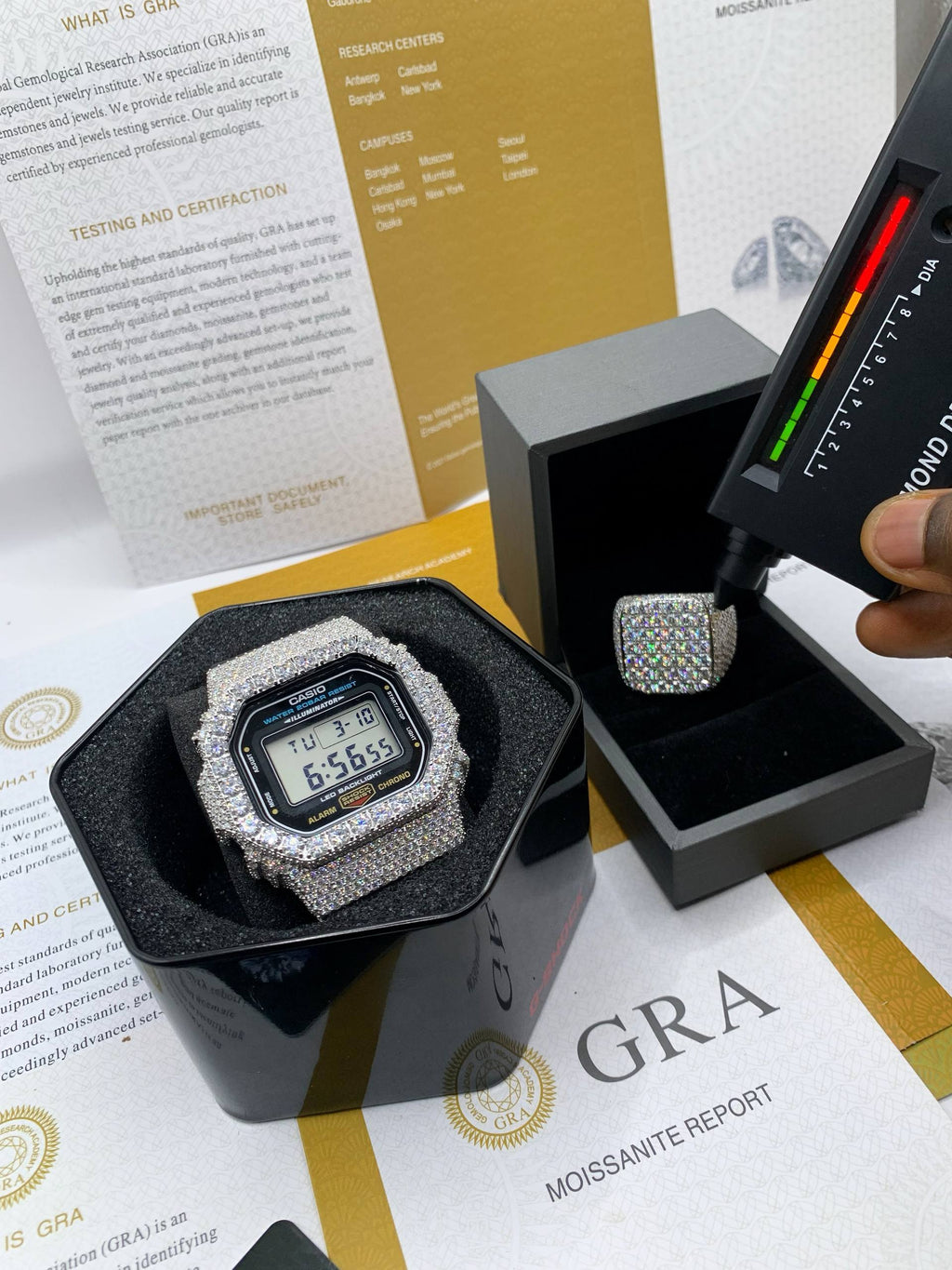 Casio Vintage Bussdown Moissanite Watch (Full Iced Digital)