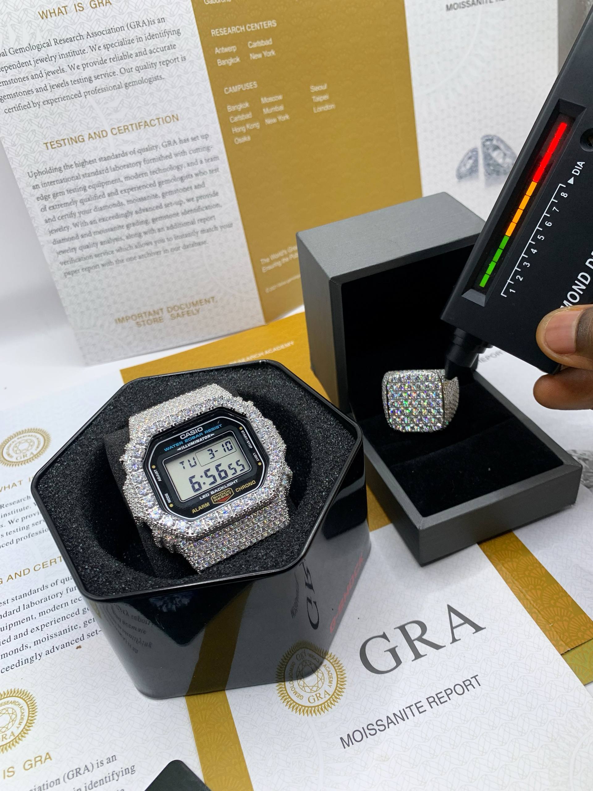 Casio Vintage Bussdown Moissanite Watch (Full Iced Digital)