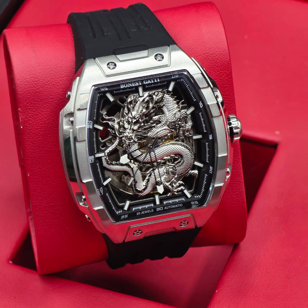 Bonest Gatti Luxury Stainless Steel Automatic Watch – Ice Dial / Skeleton Back