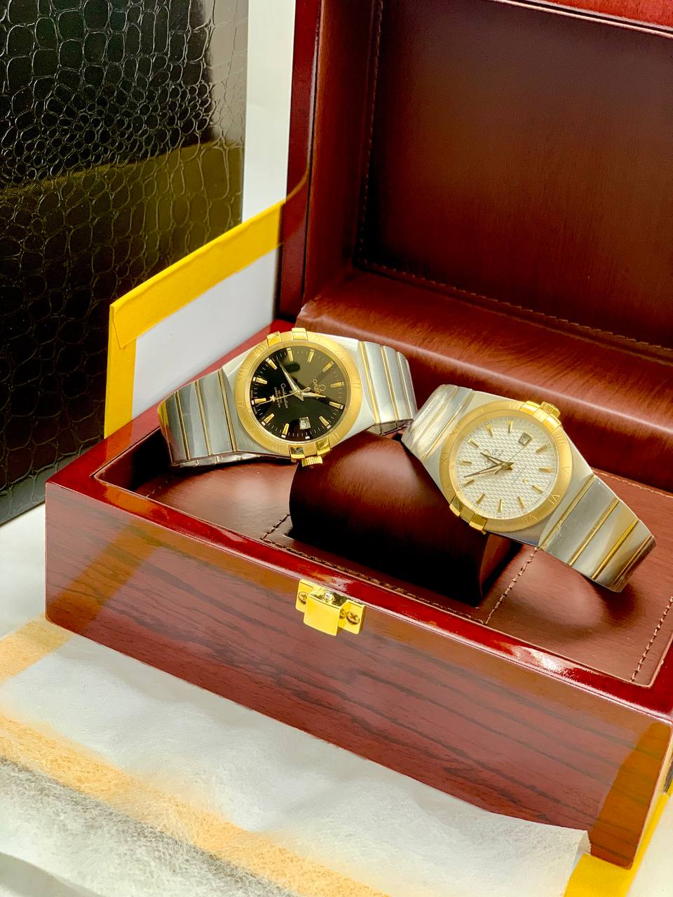 Omega Constellation Gold Stainless Steel Watch – Black Dial Date | Men Luxury Watch