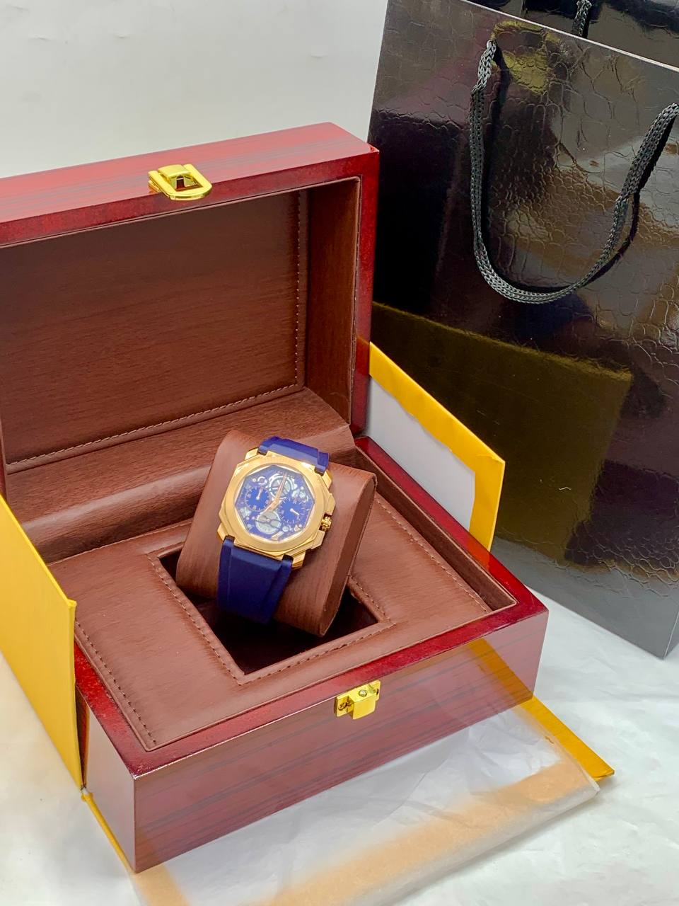 Bvlgari Octo Skeleton Chronograph – Blue Rubber Gold Edition