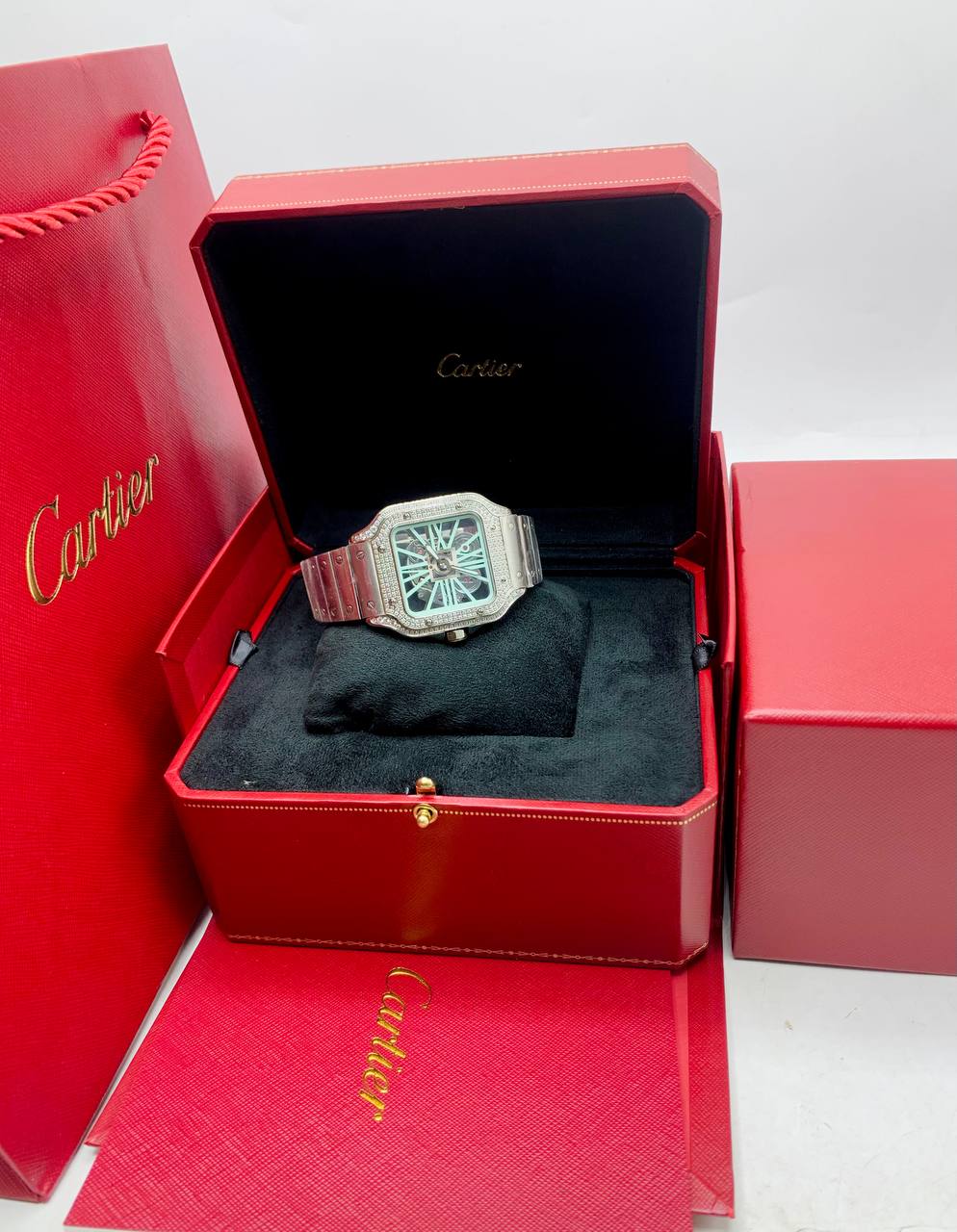 Cartier Skeleton Diamond Bezel Watch
