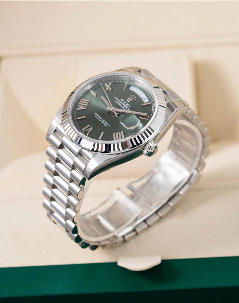 Rolex Green Dial Stainless Steel Watch