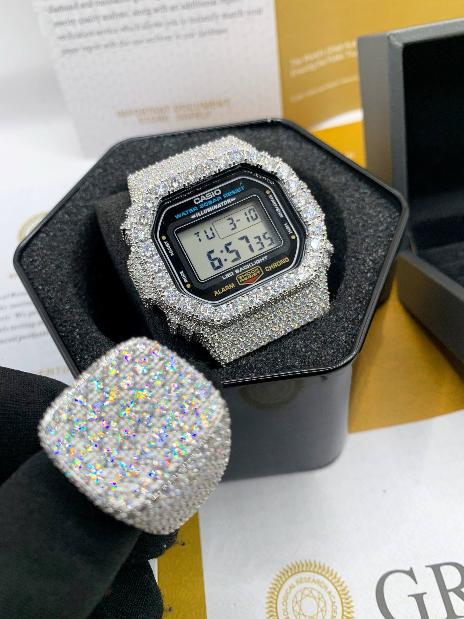 Casio Vintage Bussdown Moissanite Watch (Full Iced Digital)