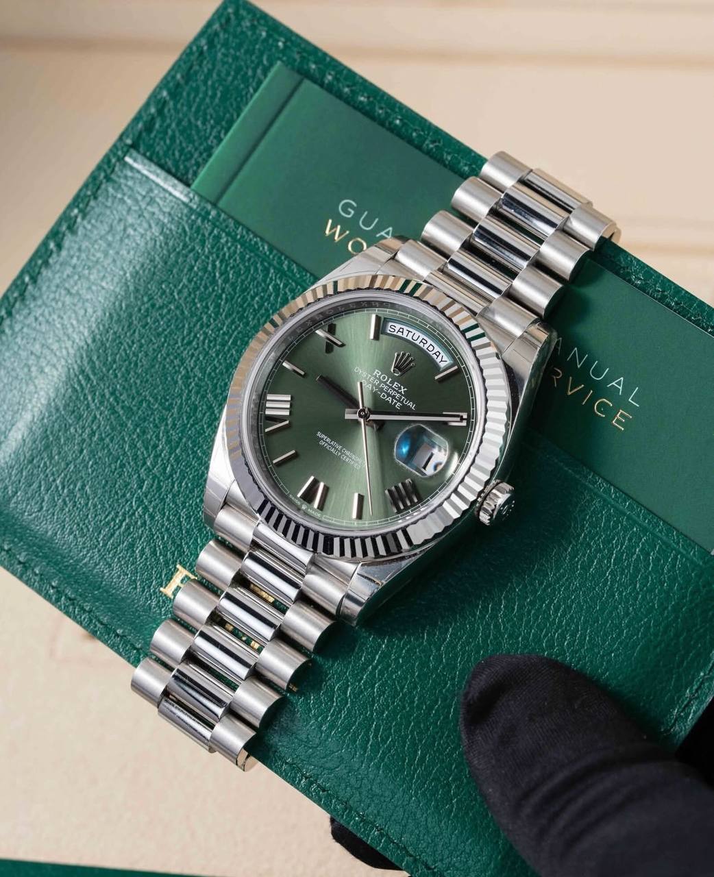 Rolex Green Dial Stainless Steel Watch