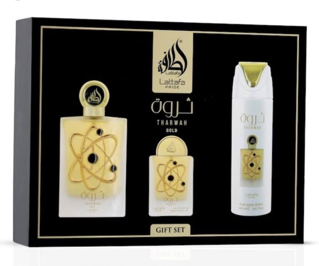 Lattafa Pride Tharwah Gold 3 Piece Gift Set
