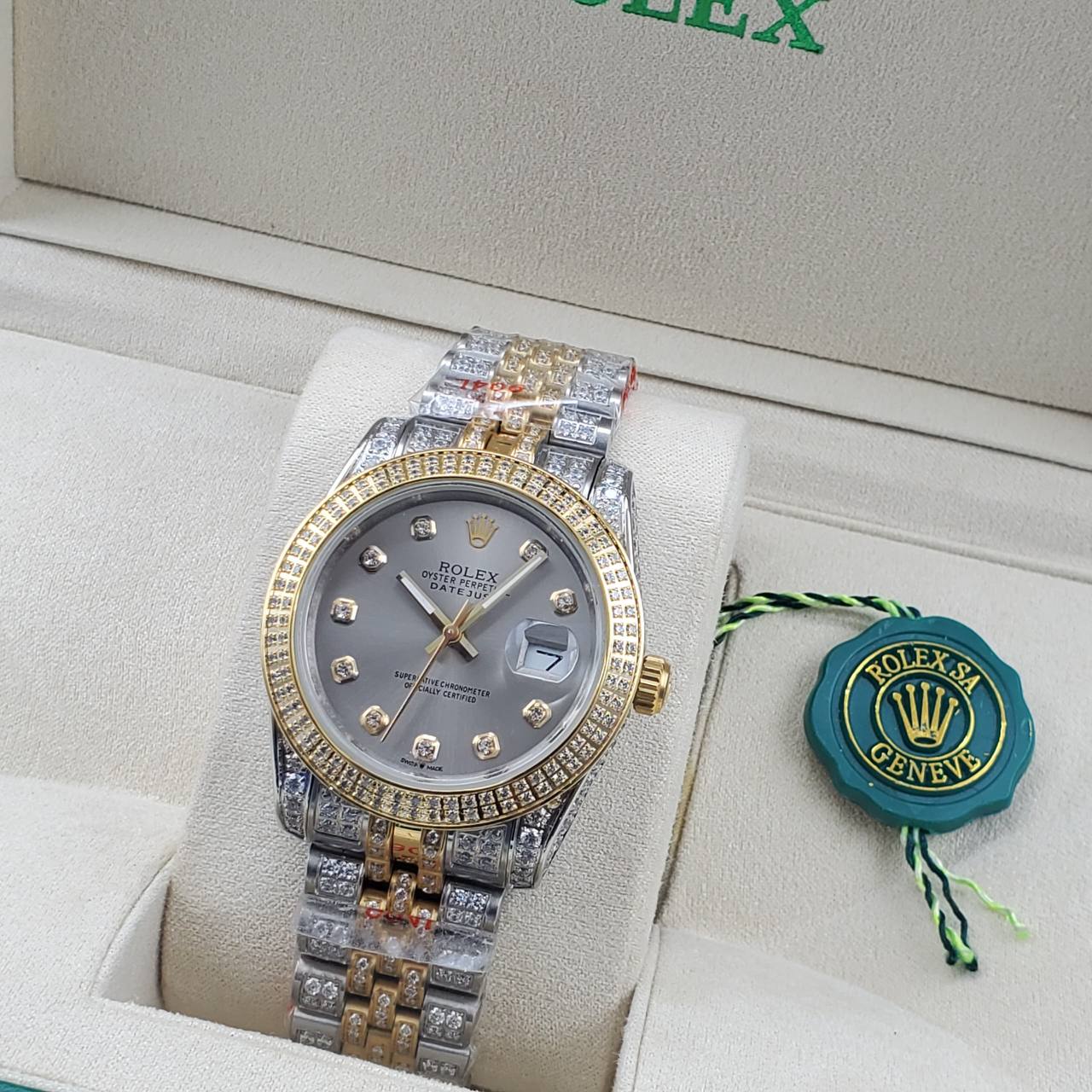 Luxury Iced Presidential Diamond Watch – Full Ice Roman Dial (41MM)