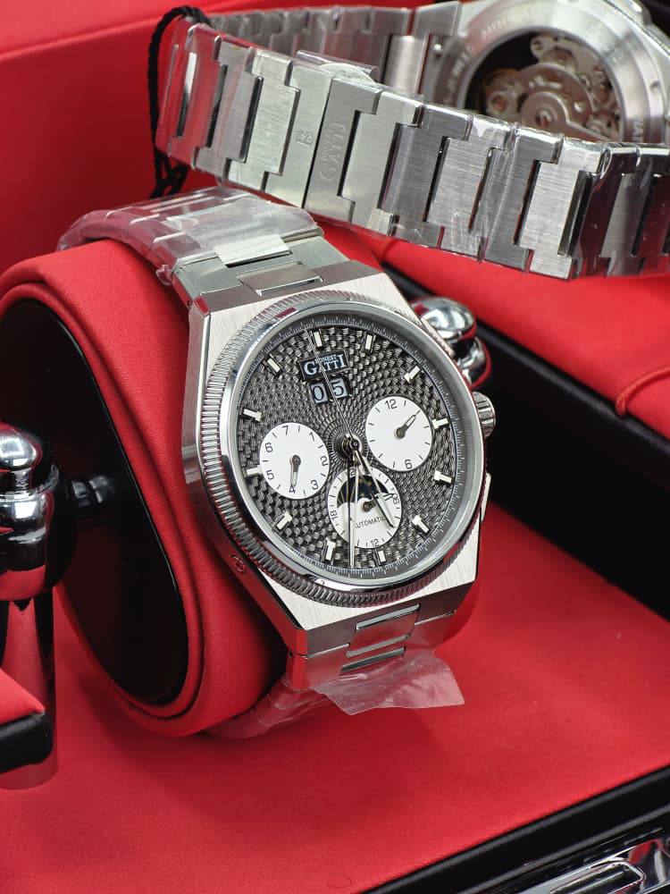 Bonest Gatti Luxury Stainless Steel Automatic Watch – Ice Dial / Skeleton Back