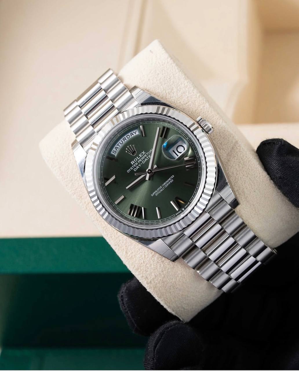 Rolex Green Dial Stainless Steel Watch