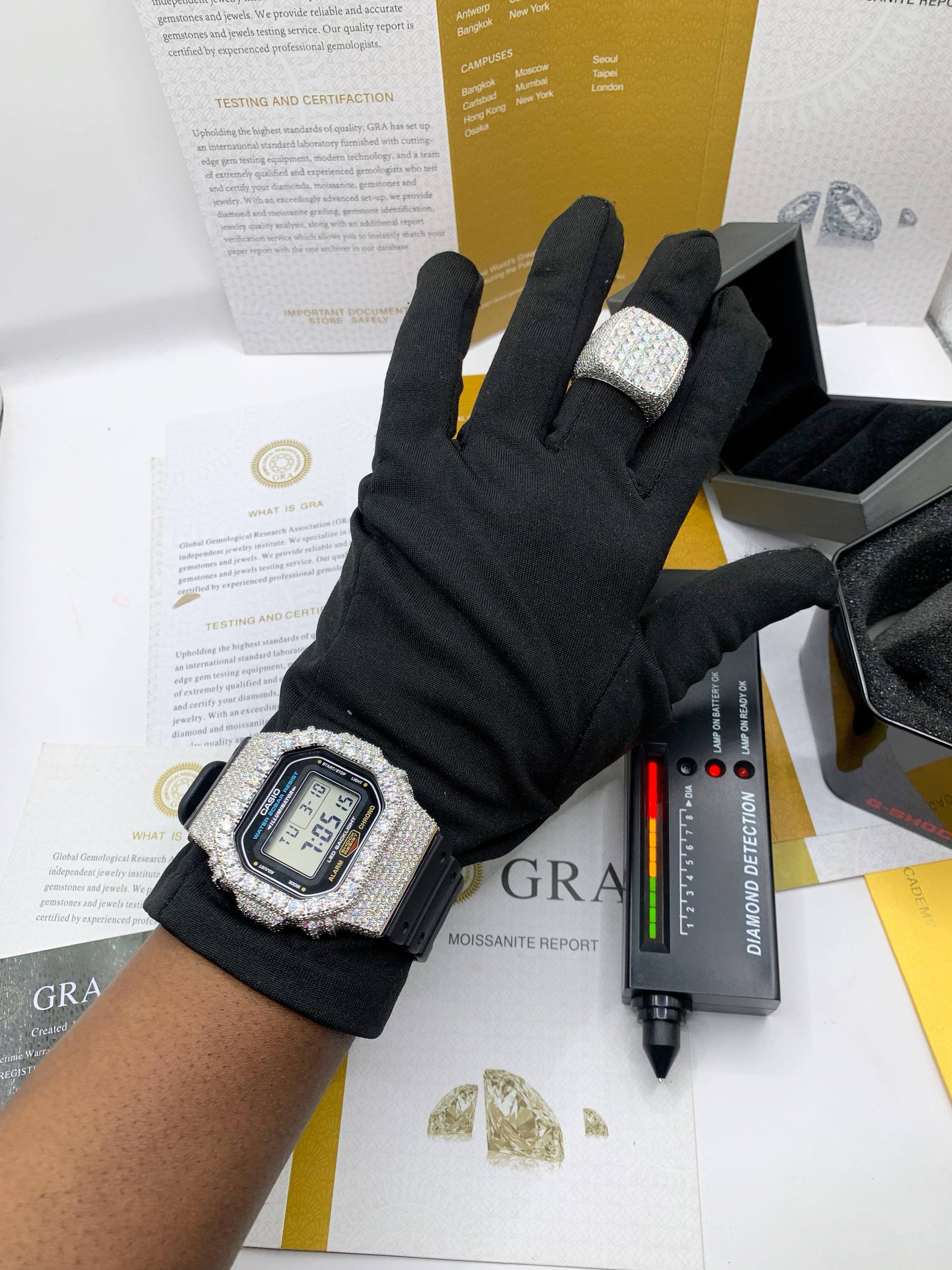 Casio Vintage Bussdown Moissanite Watch (Full Iced Digital)