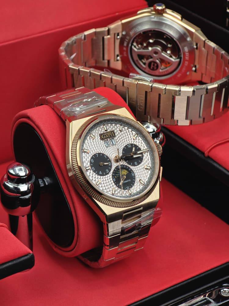 Bonest Gatti Luxury Stainless Steel Automatic Watch – Ice Dial / Skeleton Back