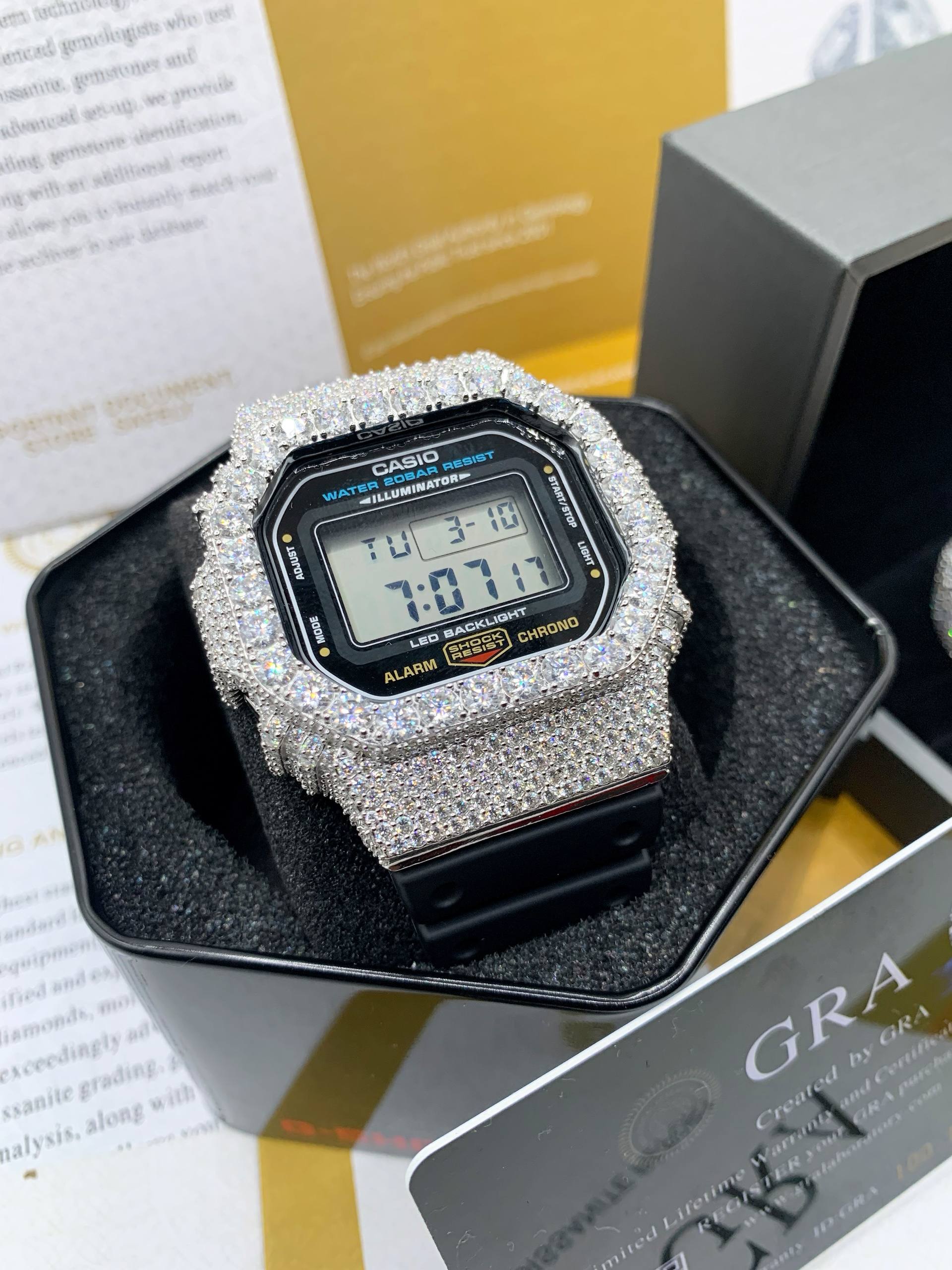 Casio Vintage Bussdown Moissanite Watch (Full Iced Digital)