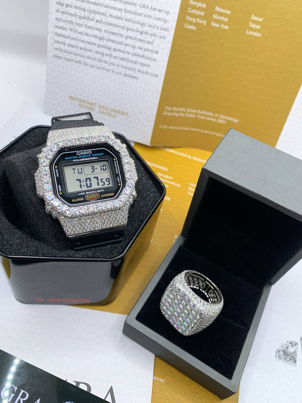 Casio Vintage Bussdown Moissanite Watch (Full Iced Digital)