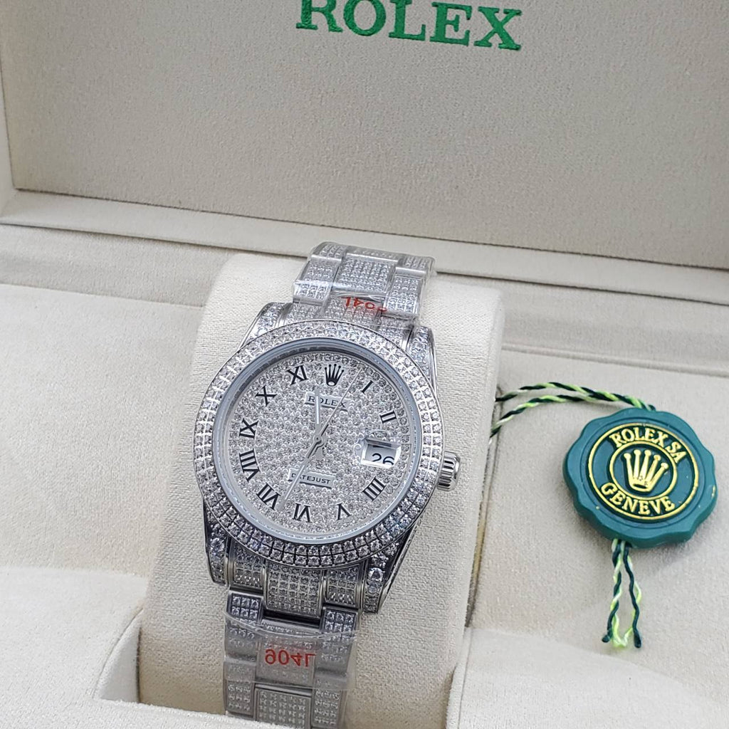 Luxury Iced Presidential Diamond Watch – Full Ice Roman Dial (41MM)
