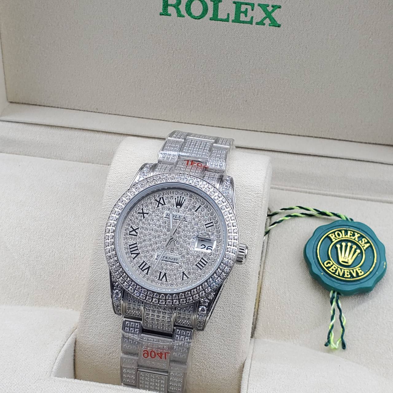 Luxury Iced Presidential Diamond Watch – Full Ice Roman Dial (41MM)