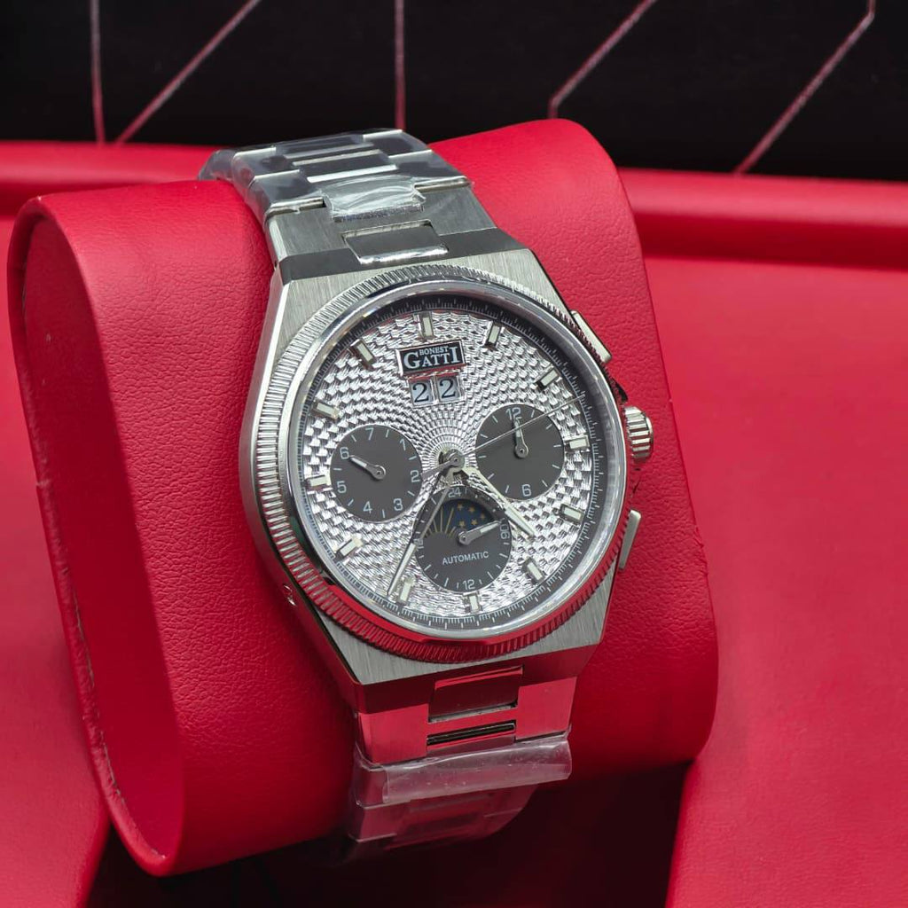 Bonest Gatti Luxury Stainless Steel Automatic Watch – Ice Dial / Skeleton Back