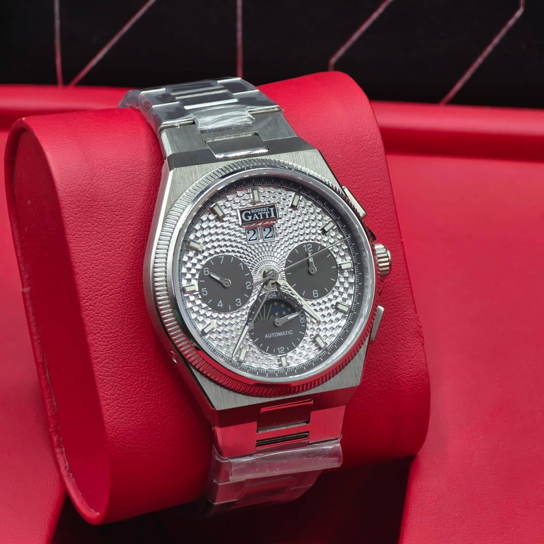 Bonest Gatti Luxury Stainless Steel Automatic Watch – Ice Dial / Skeleton Back