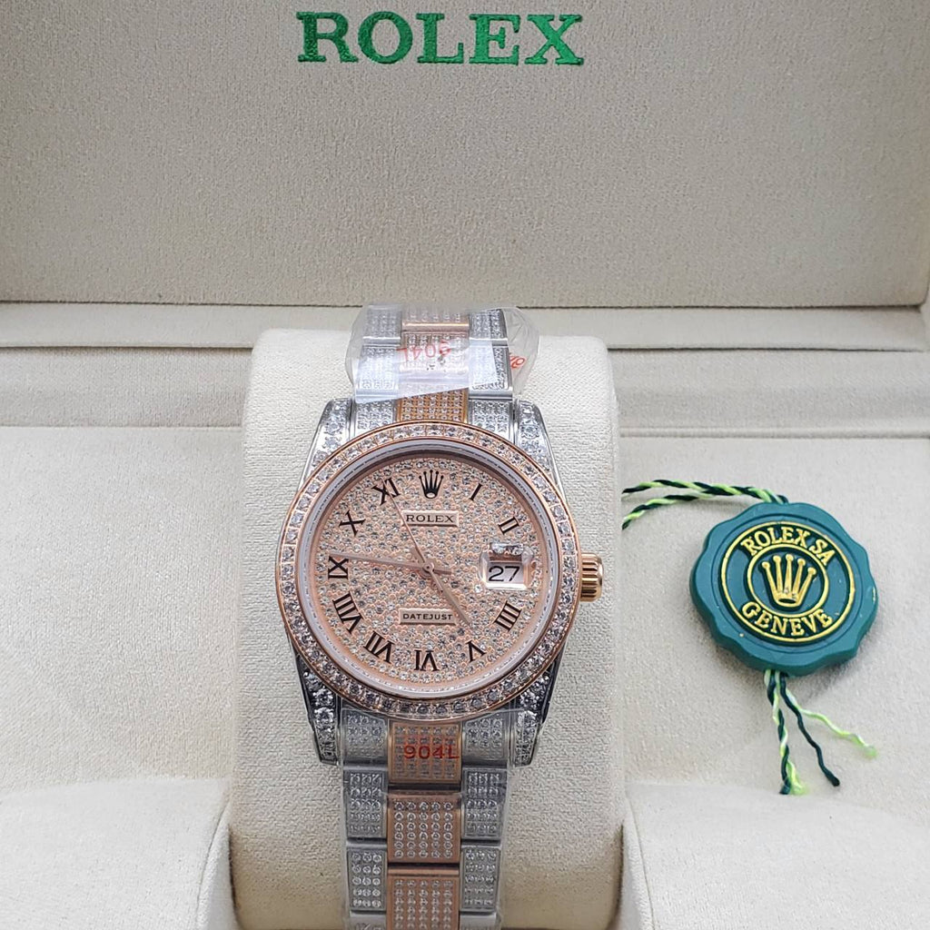 Luxury Iced Presidential Diamond Watch – Full Ice Roman Dial (41MM)