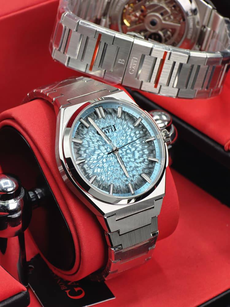 Bonest Gatti Luxury Stainless Steel Automatic Watch – Ice Dial / Skeleton Back