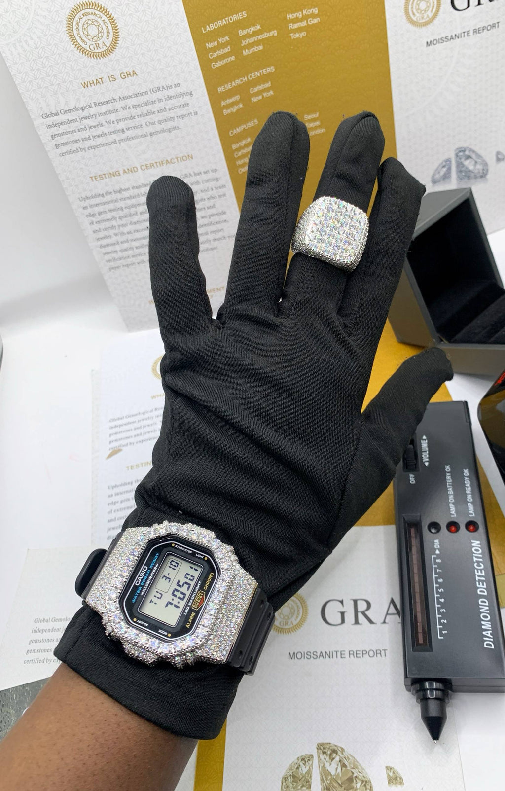 Casio Vintage Bussdown Moissanite Watch (Full Iced Digital)