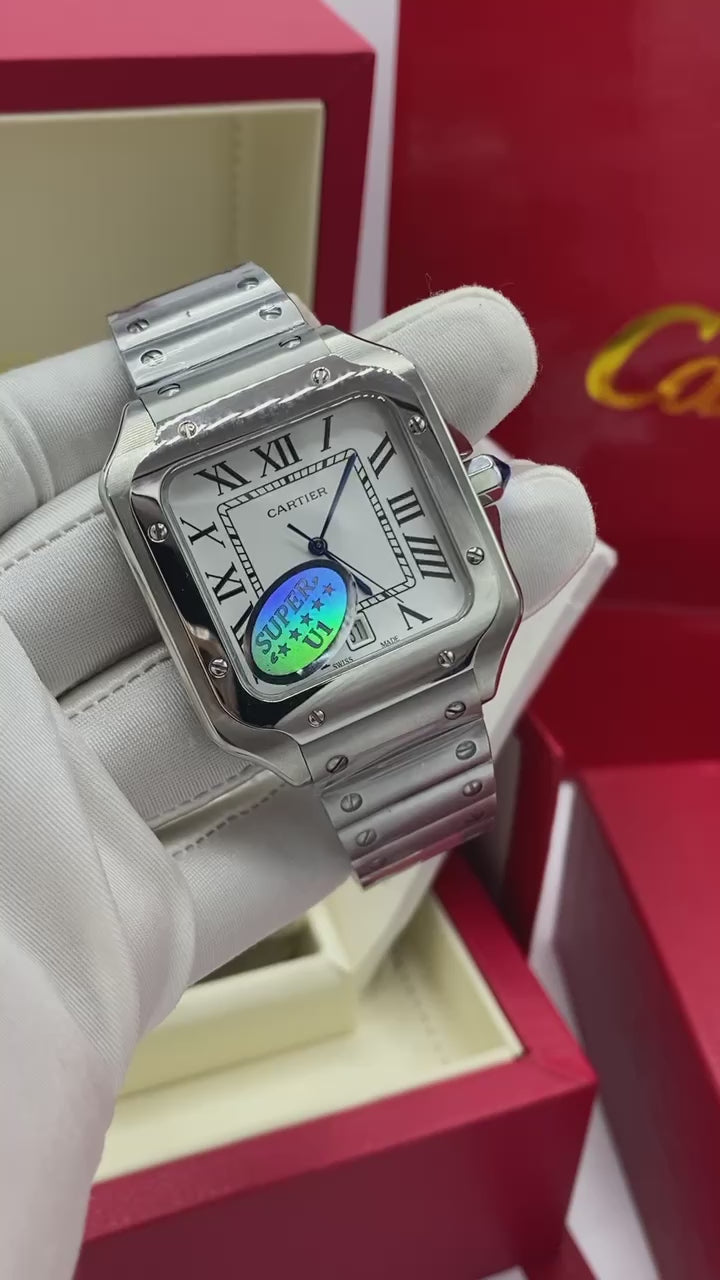Cartier Santos Style Stainless Steel Watch