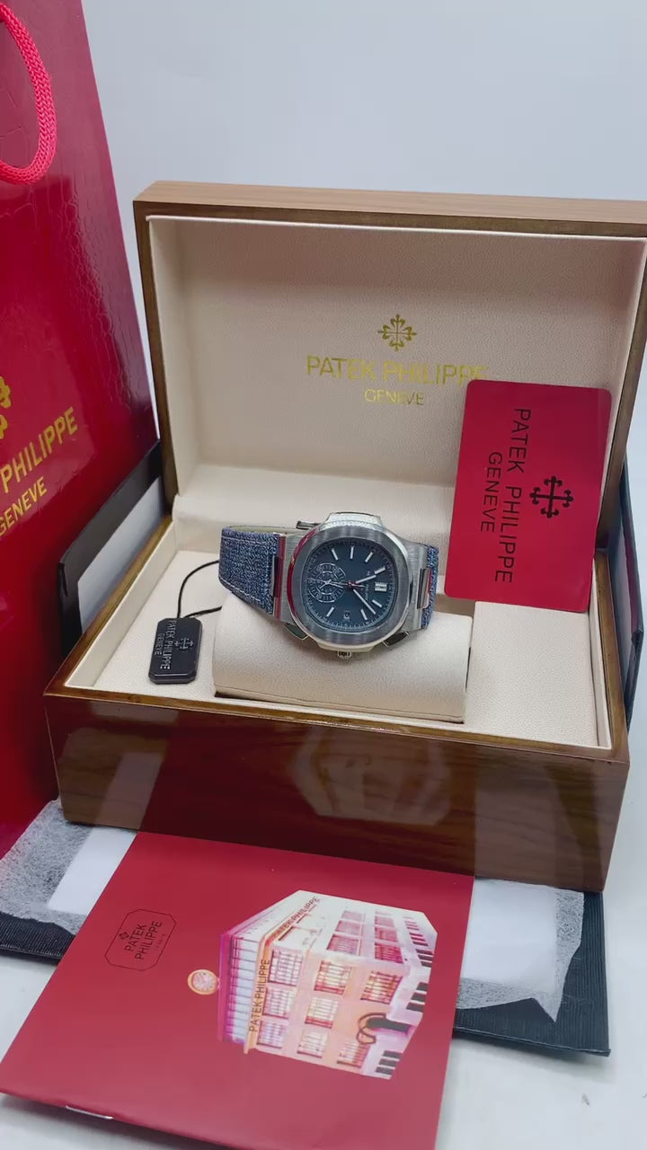 Patek Philippe Nautilus Blue Dial Fabric Strap Watch