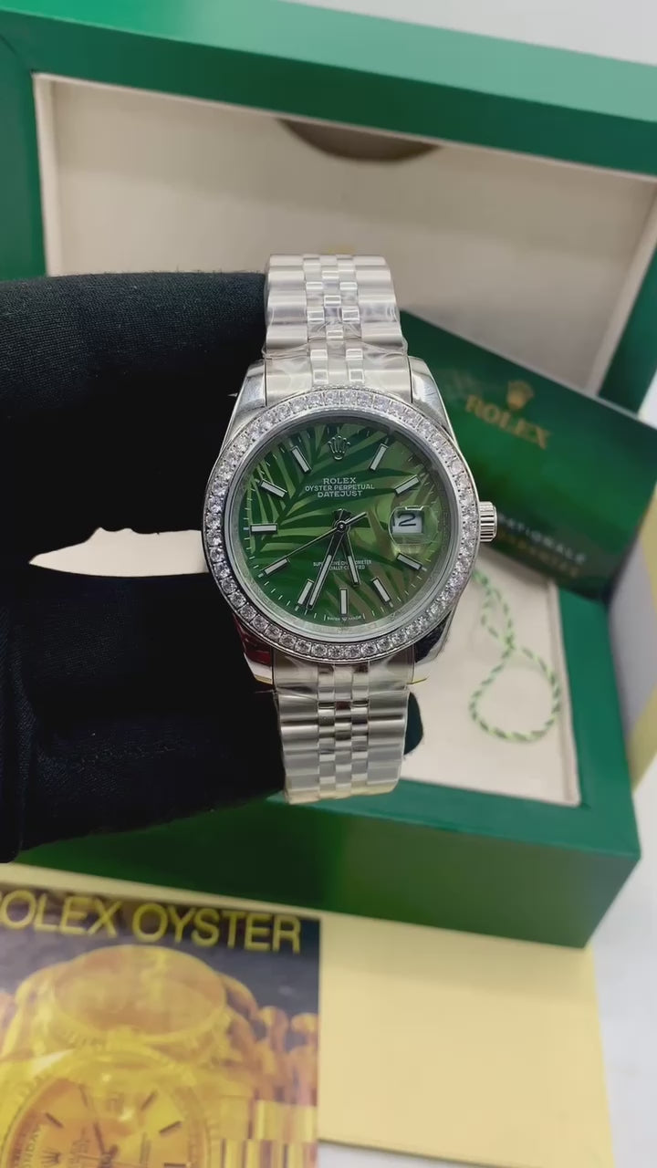 Rolex Green Dial Diamond Bezel Watch