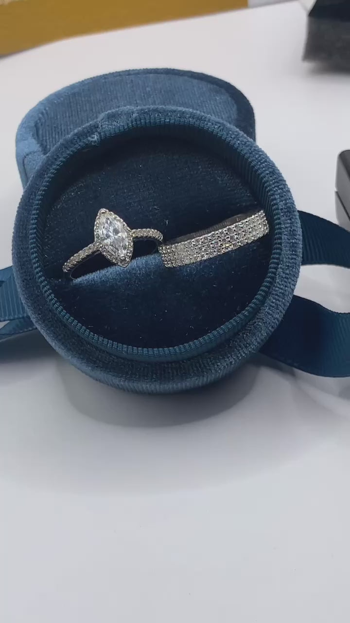 VVS Moissanite Pear Cut Bridal Ring Set (Engagement & Wedding Band)