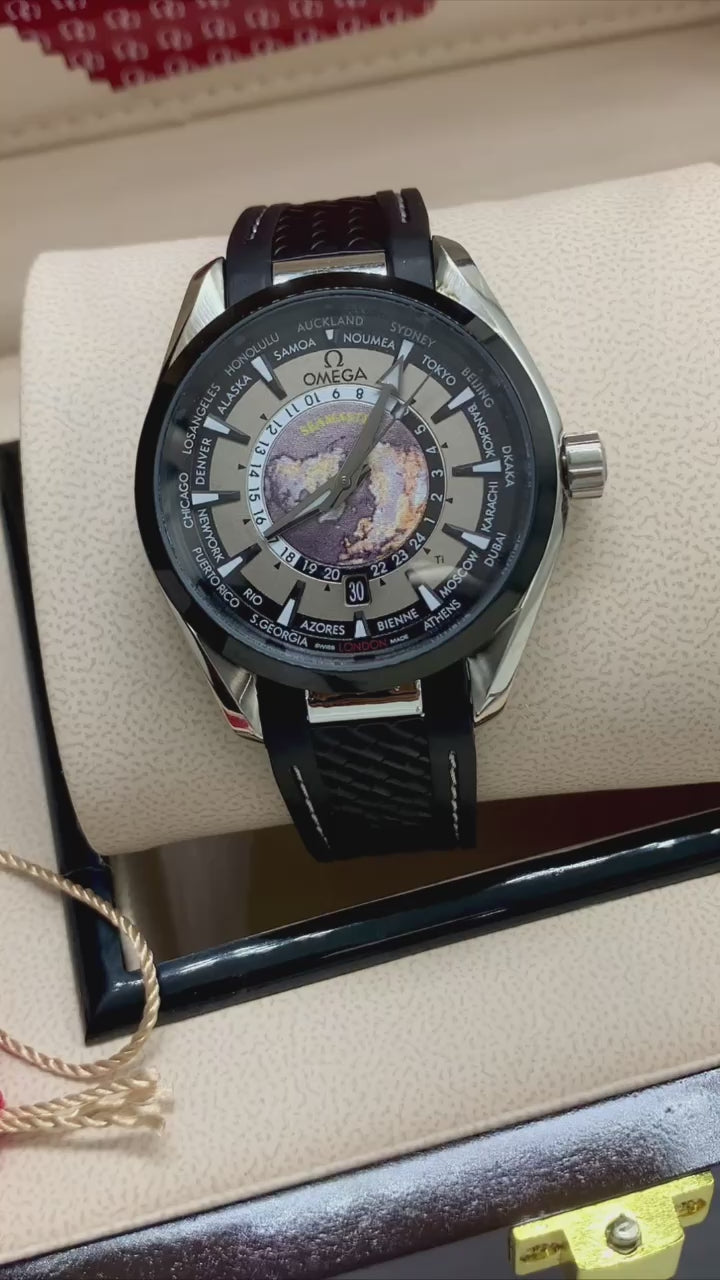 Omega Worldtimer Rubber Strap Watch
